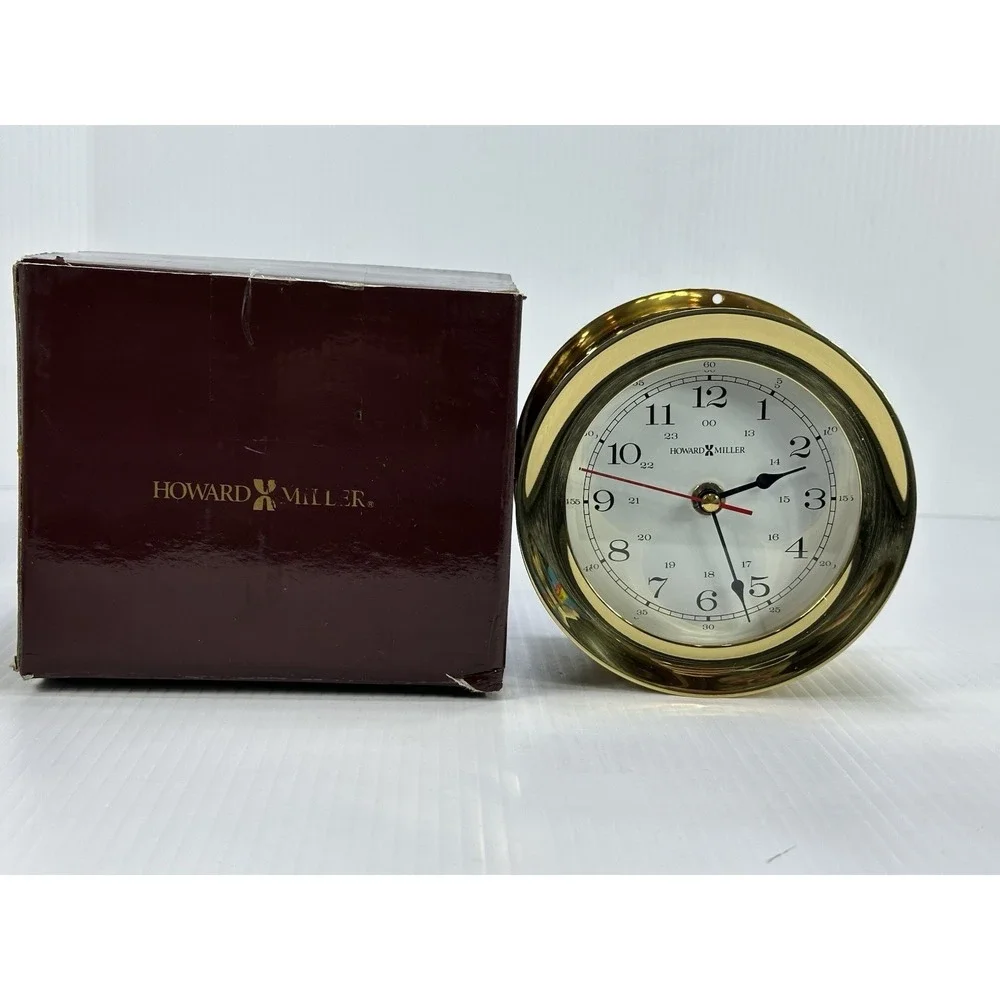 Howard Miller Cartel II 625-228 Solid Brass‎ Nautical Wall Clock 5.25